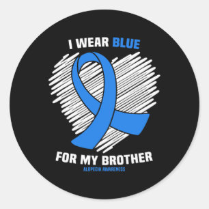 Pegatina Redonda Uso Azul Para Concienciar A Mi Hermano Alopecia