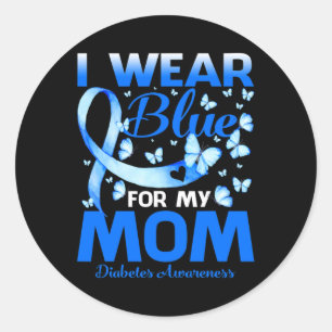 Pegatina Redonda Uso Azul Para Concienciar A Mi Mamá Sobre La Diabe