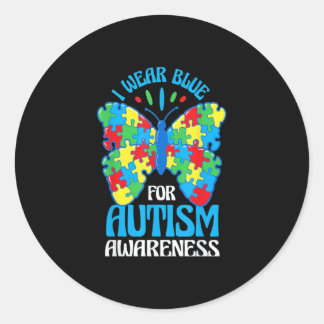 Pegatina Redonda Uso Azul Para Concienciar Sobre El Autismo