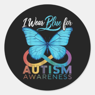 Pegatina Redonda Uso Azul Para Concienciar Sobre El Autismo