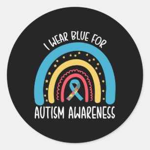 Pegatina Redonda Uso Azul Para Concienciar Sobre El Autismo