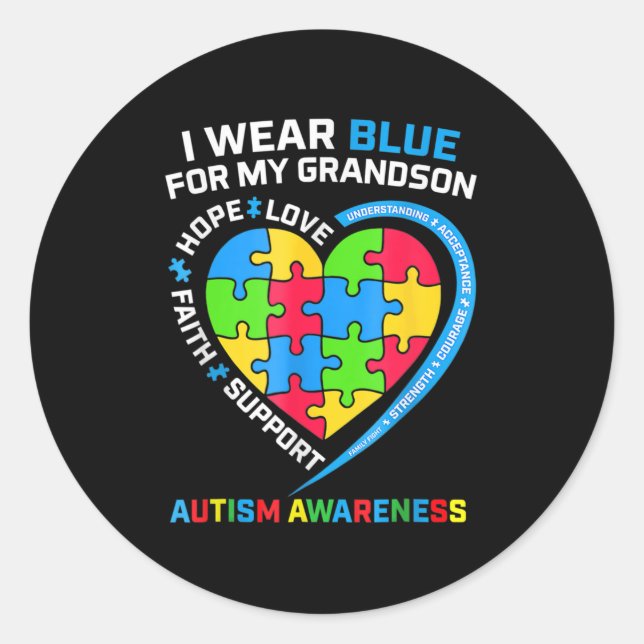 Pegatina Redonda Uso Azul Para Concienciar Sobre El Autismo De Mi N (Anverso)