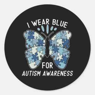 Pegatina Redonda Uso Azul Para Concienciar Sobre El Autismo La Boca