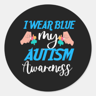 Pegatina Redonda uso azul para la conciencia del autismo