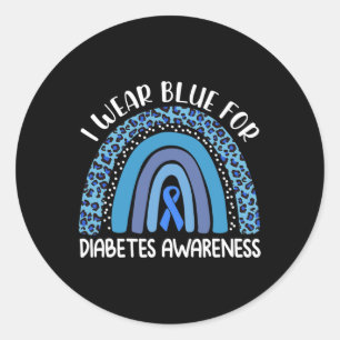 Pegatina Redonda Uso Azul Para La Diabetes Apoyo A La Conciencia En