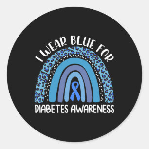 Pegatina Redonda Uso Azul Para La Diabetes Apoyo A La Conciencia En