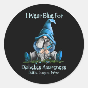Pegatina Redonda Uso Azul Para La Diabetes Gnoma De Conciencia 1