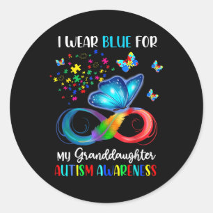 Pegatina Redonda Uso Azul Para Mi Abuela Autismo Abuela Bu