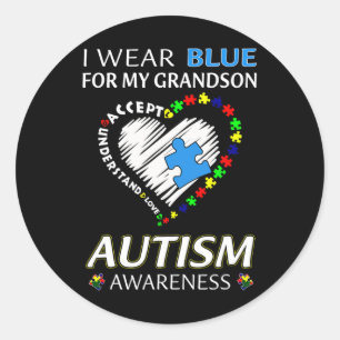 Pegatina Redonda Uso Azul Para Mi Abuela Familia De Concienciación