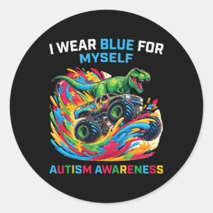 Pegatina Redonda Uso Azul Para Mi Conciencia De Autismo En Rex Mons