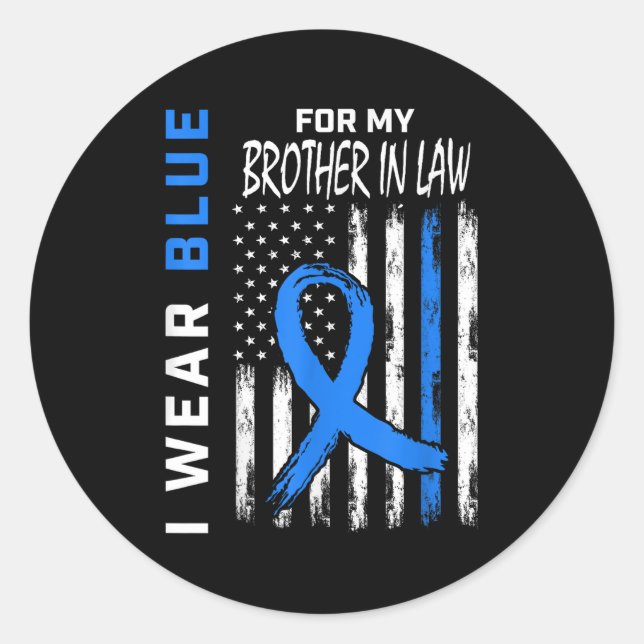 Pegatina Redonda Uso Azul Para Mi Hermano En La Ley Diabetes Awaren (Anverso)