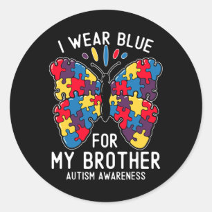 Pegatina Redonda Uso Azul Para Mi Hermano Hermana De Concienciación