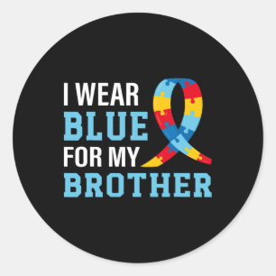 Pegatina Redonda Uso Azul Para Mi Hermano Hermana De Concienciación
