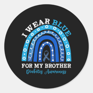Pegatina Redonda Uso Azul Para Mi Hermano T1d Diabetes Tipo 1 Awa
