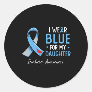 Pegatina Redonda Uso azul para mi hija conciencia de la diabetes mo