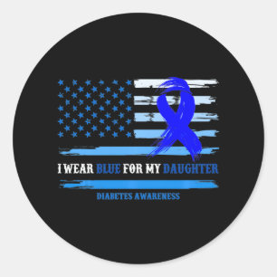 Pegatina Redonda Uso Azul Para Mi Hija Diabetes Conciencia