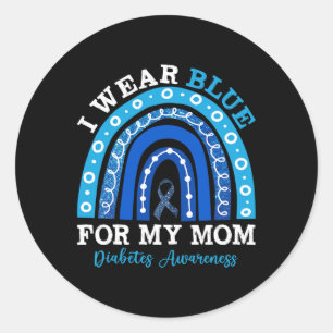 Pegatina Redonda Uso Azul Para Mi Mamá T1d Tipo 1 Diabetes Awarene