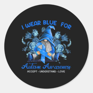 Pegatina Redonda Uso Azul Para Que La Conciencia Del Autismo Acepte