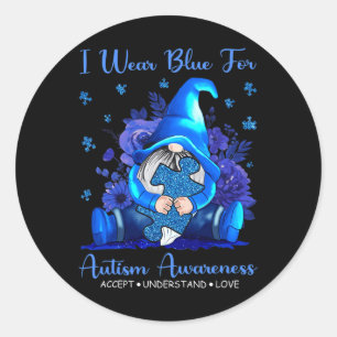 Pegatina Redonda Uso Azul Para Que La Conciencia Del Autismo Acepte