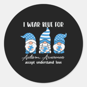 Pegatina Redonda Uso Azul Para Que La Conciencia Del Autismo Acepte