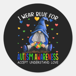 Pegatina Redonda Uso Azul Para Que La Conciencia Del Autismo Acepte