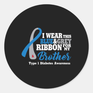 Pegatina Redonda Uso Azul Y Gris Para Mi Hermano Diabetes Warri