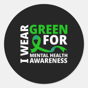 Pegatina Redonda Uso Camisas De Cinta Verde Para Awaren De Salud Me