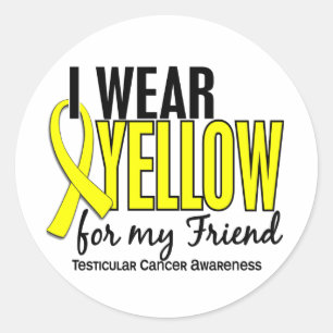 Pegatina Redonda Uso Cáncer Testicular De Amigo Amarillo 10