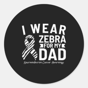Pegatina Redonda Uso cebra para mi papá cáncer neuroendocrino conci