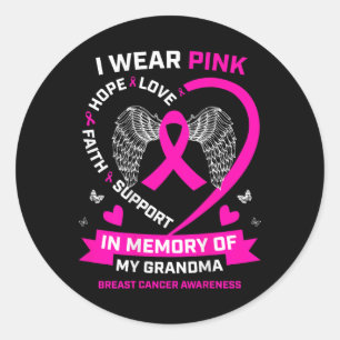Pegatina Redonda Uso El Rosa En Memoria Del Cáncer De Mama De Mi Ab