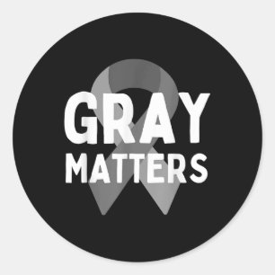 Pegatina Redonda Uso Gris Para Concienciación Sobre Tumores Cerebra
