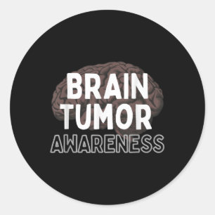 Pegatina Redonda Uso Gris Para Concienciación Sobre Tumores Cerebra