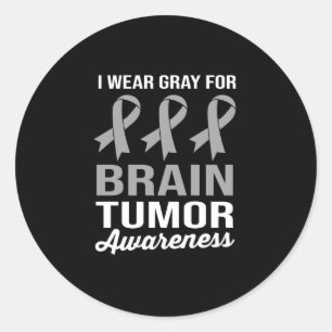 Pegatina Redonda Uso Gris Para Concienciar Sobre El Tumor Cerebral