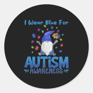 Pegatina Redonda Uso la conciencia azul del autismo - Gnome