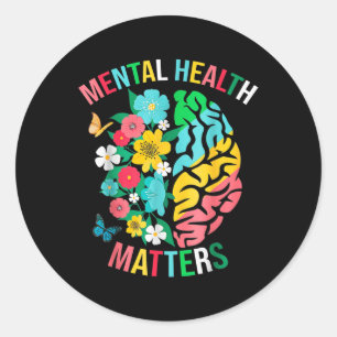 Pegatina Redonda Uso La Conciencia De La Salud Mental Verde Para Ap