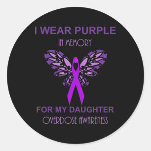Pegatina Redonda Uso Morado De Memoria Para Mi Hija Sobredosis A
