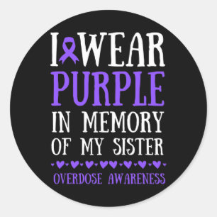 Pegatina Redonda Uso Morado En Memoria De La Sobredosis De Mi Herma