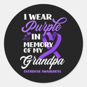 Pegatina Redonda Uso Morado En Memoria De Mi Abuelo Sobredosis Awa