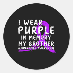 Pegatina Redonda Uso Morado En Memoria De Mi Hermano - Sobredosis A