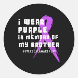 Pegatina Redonda Uso Morado En Memoria De Mi Hermano - Sobredosis A