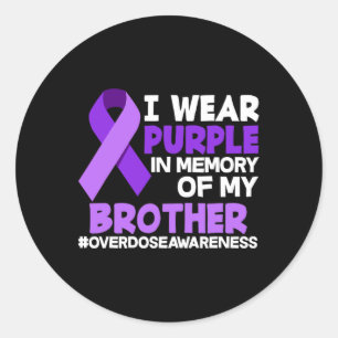 Pegatina Redonda Uso Morado En Memoria De Mi Hermano Sobredosis Awa