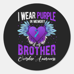 Pegatina Redonda Uso Morado En Memoria De Mi Hermano Sobredosis Awa