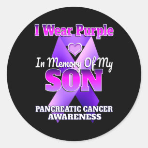 Pegatina Redonda Uso Morado En Memoria De Mi Hijo Cance Pancreático