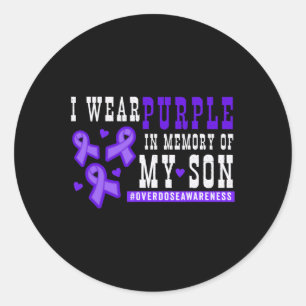 Pegatina Redonda Uso Morado En Memoria De Mi Hijo Con Awarene A Sob