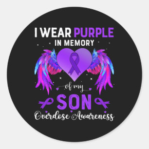 Pegatina Redonda Uso Morado En Memoria De Mi Hijo Con Awarene A Sob