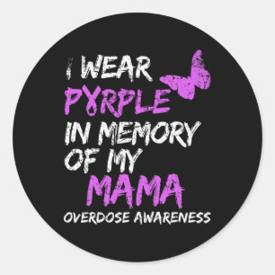 Pegatina Redonda Uso Morado En Memoria De Mi Mamá Con La Sobredosis