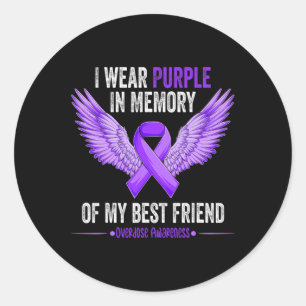 Pegatina Redonda Uso Morado En Memoria De Mi Mejor Sobredosis De Am