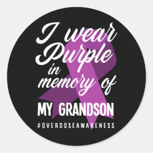 Pegatina Redonda Uso Morado En Memoria De Mi Nieto Por Sobredosis A