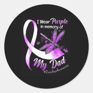 Pegatina Redonda Uso Morado En Memoria De Mi Padre Con Awarene Por