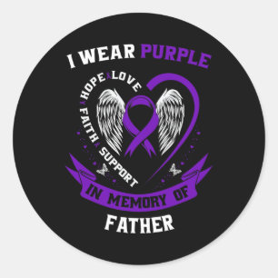 Pegatina Redonda Uso Morado En Memoria Del Padre Papá Pancreático C